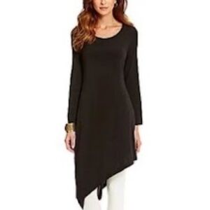 Bryn Walker Women’s Black Midi Asymmetrical Hem Lagenlook Tunic Dress Sz Medium